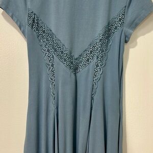 Free People Blue Lace Detail Long Sleeve Dress